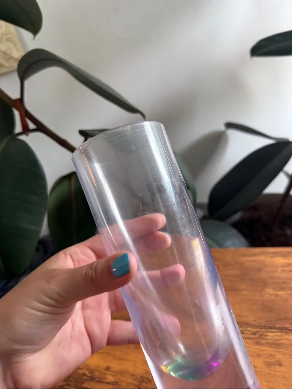 Iridescent Tall Glass Tumbler - Purple/Blue Hues hard plastic